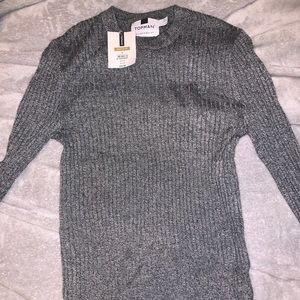 Topman Mens Charcoal Muscle Fit Long sleeve